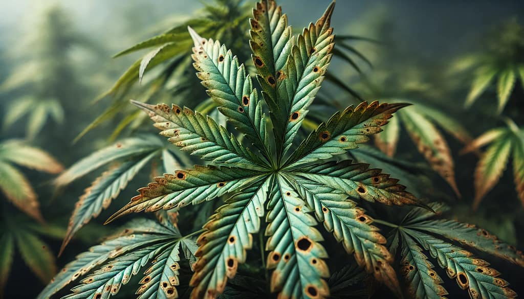 brown spots on cannabis leaves