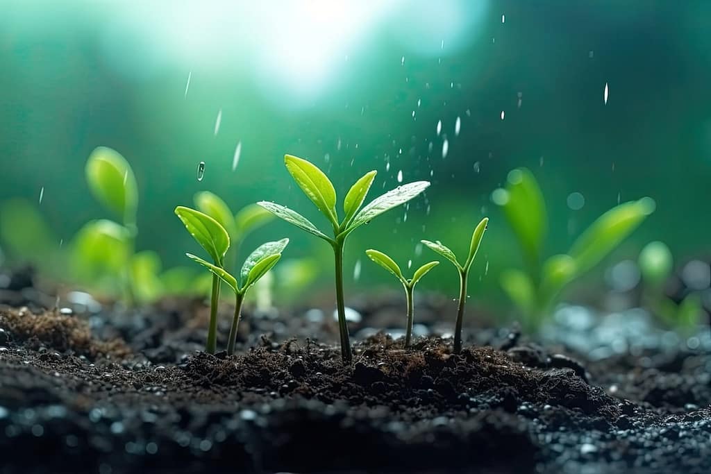 Watering cannabis plant